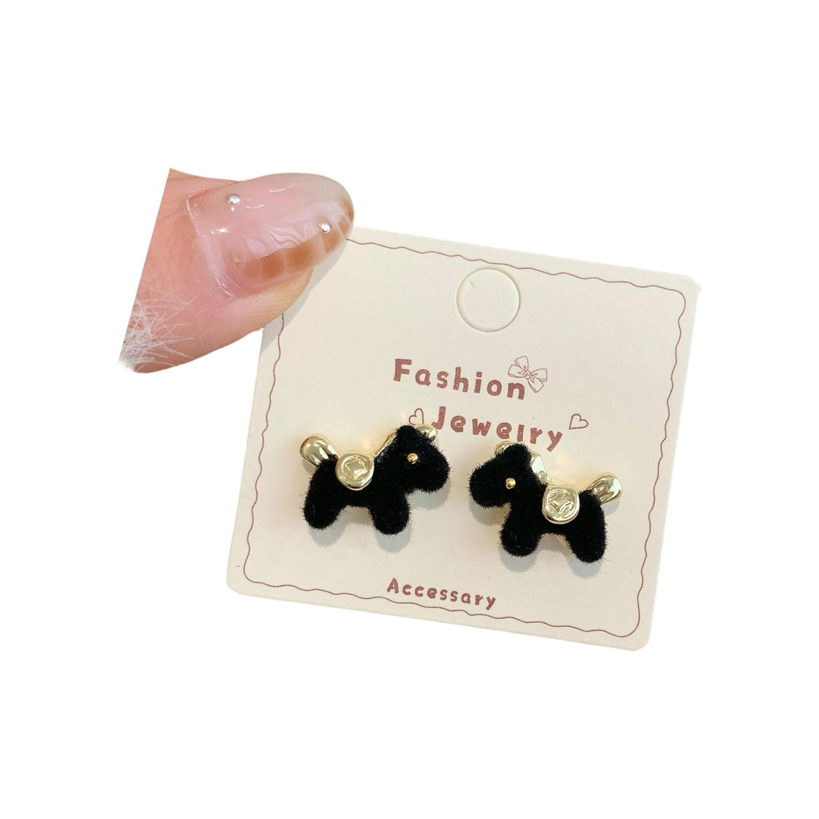 

Elegant Horse Earrings Sophisticated Look Flocking Finish Animal Pendant Jewelry Present For Her Birthday чорний