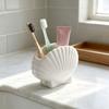 3D Seashell Shell Toothbrush Holder Aesthetic Coastal Style Toothpaste Toothbrush Stand Beach Theme Plastic Desktop Storage Box