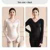 Women's Lace V-Neck Thermal Underwear Set - Slimming, Shaping, Heat-Generating Cotton