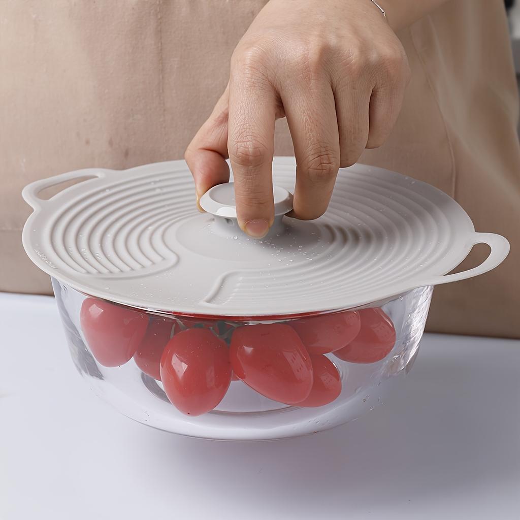 3er Silikon-Deckel-Set, Hitzebeständige Mikrowellenabdeckung, Wiederverwendbare Silikon-Saugdeckel für Schüsseln, Tassen, Teller und Bratpfannen, mit Doppelgriffen