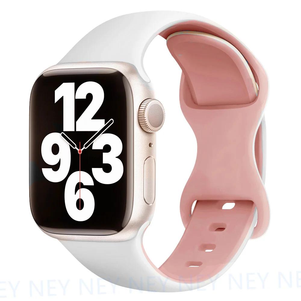 Silicone Strap For Apple Watch Band 45mm 44mm 40mm 41mm 49mm 38mm 42 Correa Bracelet iWatch series 6 ultra2 7 8 9 se 44 mm band