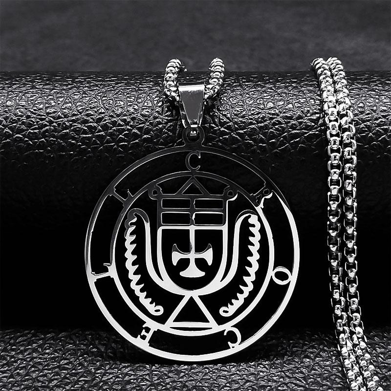 Astaroth Sigil Goetia Stainless Steel Necklace Solomon Demon Seal Satan Sigil satanique patch PIN Jewelry collier femme N7156S03