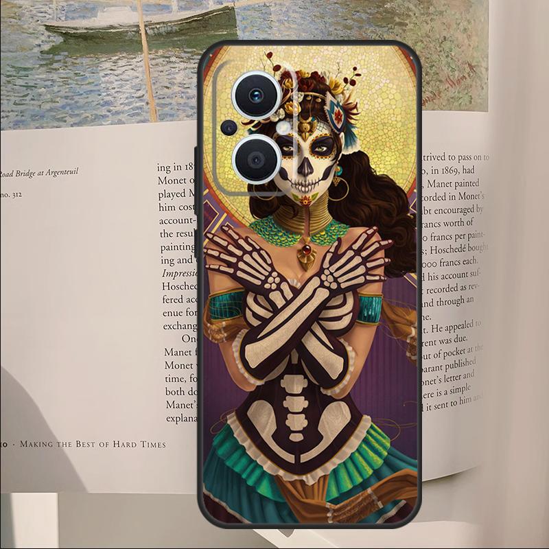 Catrina Beautiful Rose Girl Skull Cover For OPPO Reno 14 13 11 10 Pro 12F 11F 13F 14F 7 8 Lite OPPO Find X6 X5 X8 X9 Pro Case