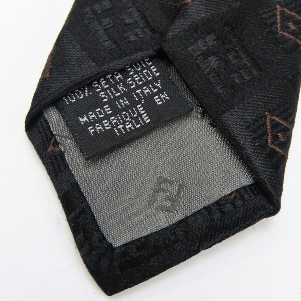 Used FENDI tie silk black Brown apparel