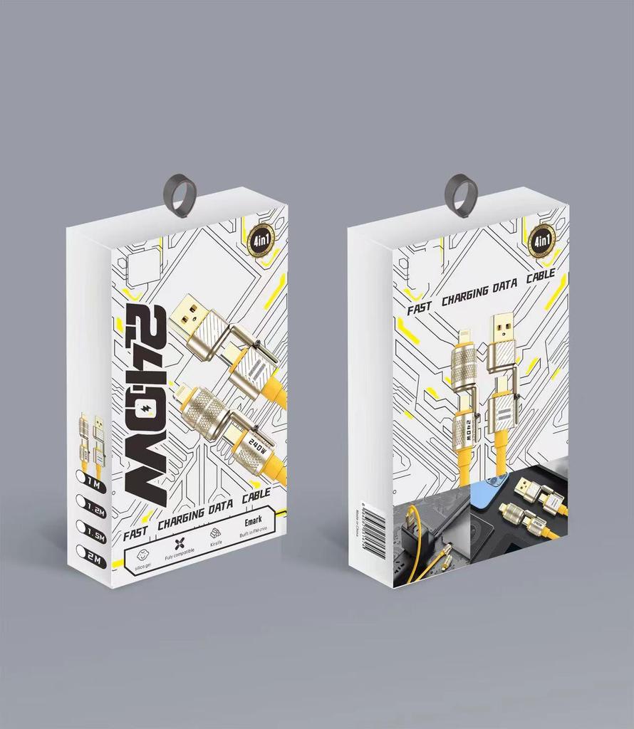 Cablu de încărcare rapidă PD 4-în-1 de 240W pentru Apple/Huawei, Dual Type-C