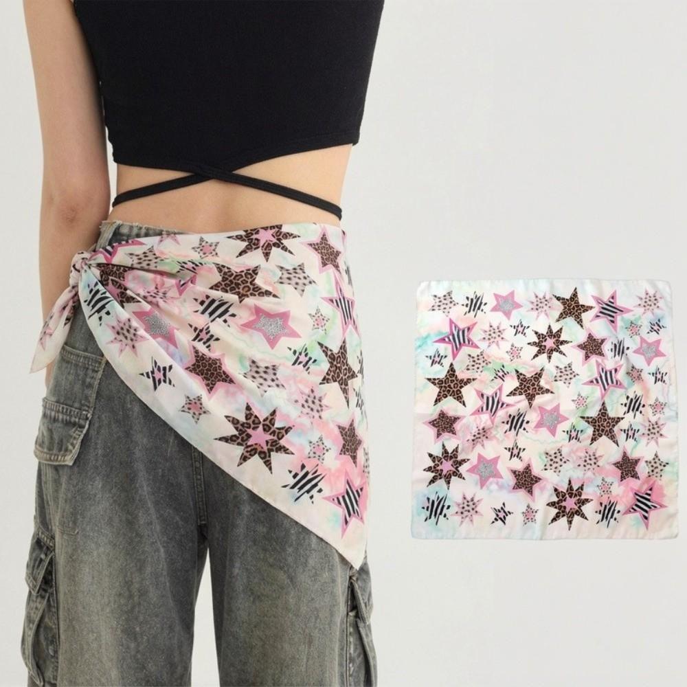 Y2K Style Hair Bandana Leopard Star Print Hair Scarf Neck Scarf  Hair Styling Fashion Outfit