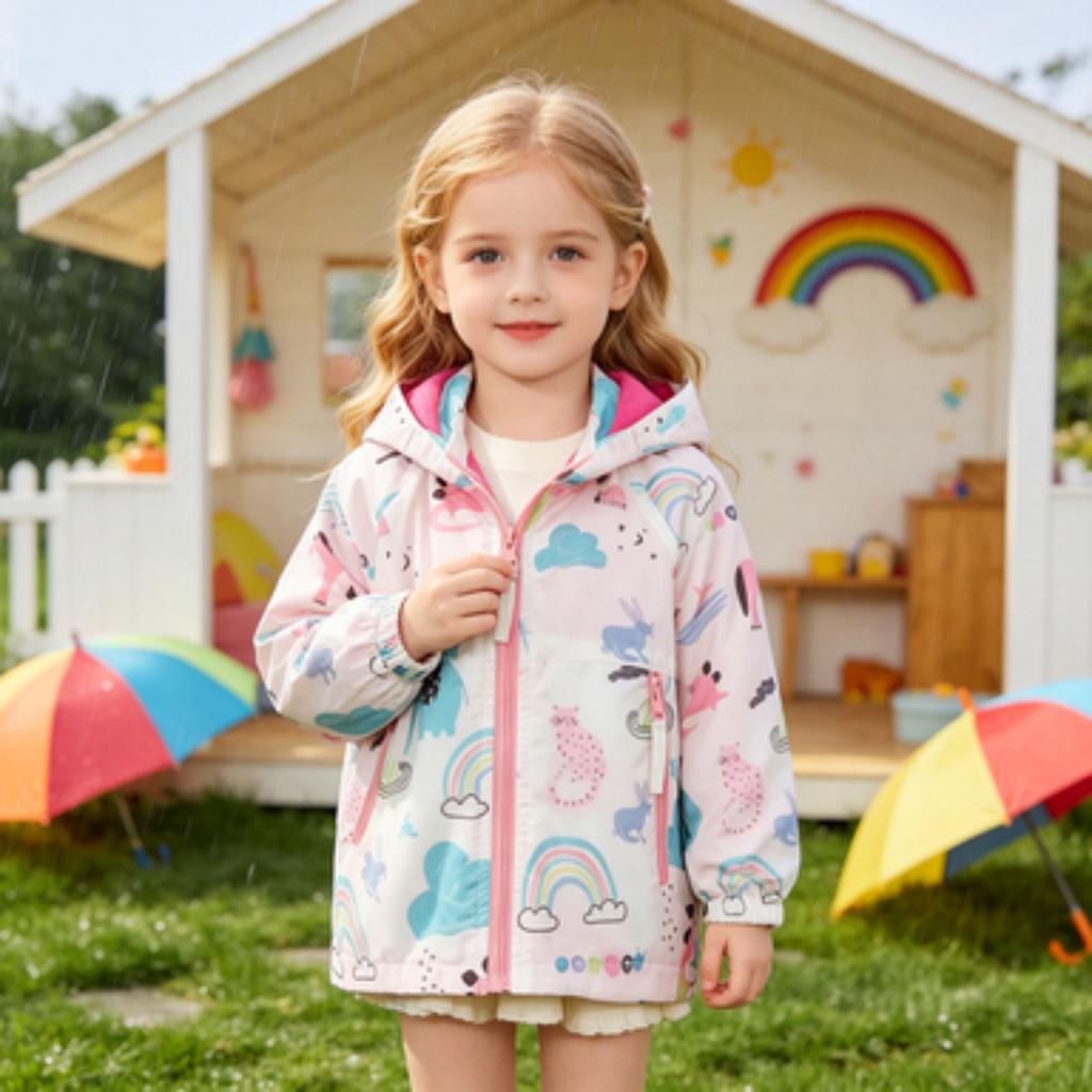 Girls Long Sleeve Zip-Up Hooded Cardigan Jacket Outerwear for