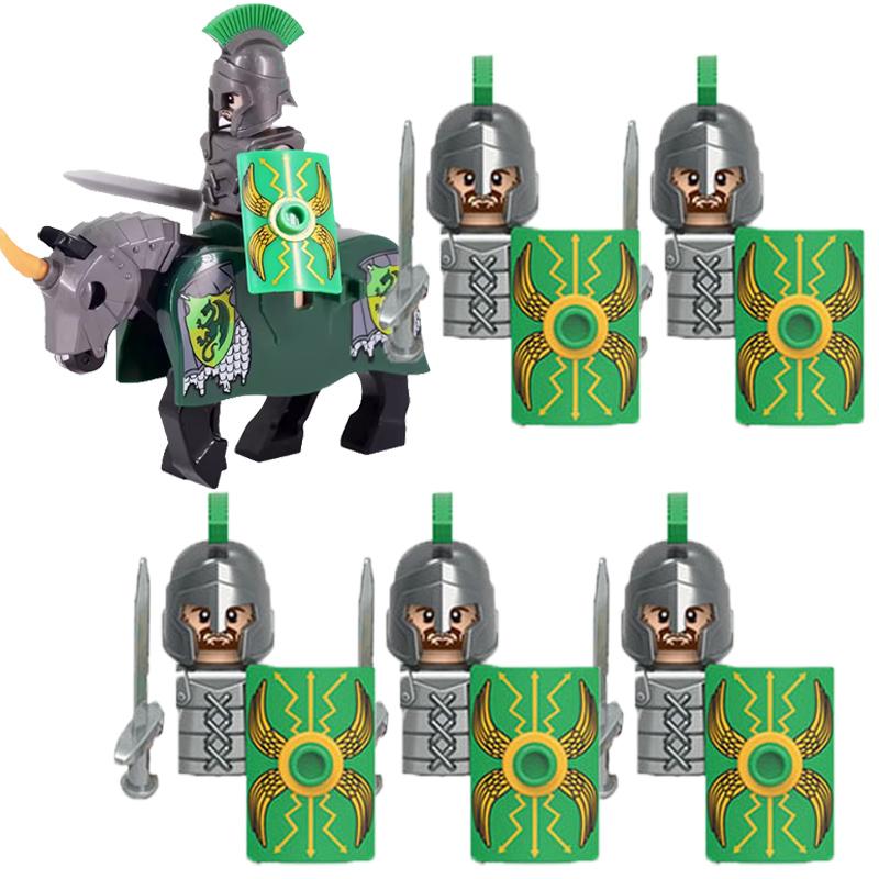 MOC Medieval Lion King Castle Knight Building Blocks Figure Accessories War Horse Cavalry Warrior Crusaders Toy Gift Bricks N029