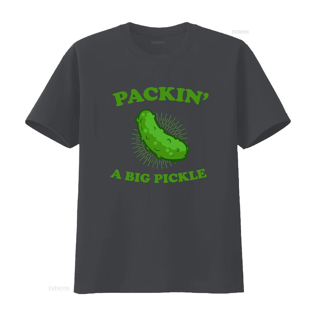 Packin A Big Pickle For Lovers T Shirt Vintage Washed Casual Slightly Streetwear Designer Clothes Unisex Homme Versatile