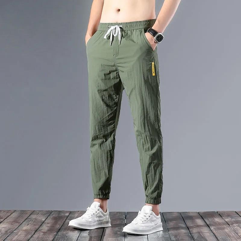 Calças de Trabalho Masculinas Ultraleves e Respiráveis de Seda Gelo – Duráveis, Ajuste Solto, Ideais para Canteiros de Obras Sujos