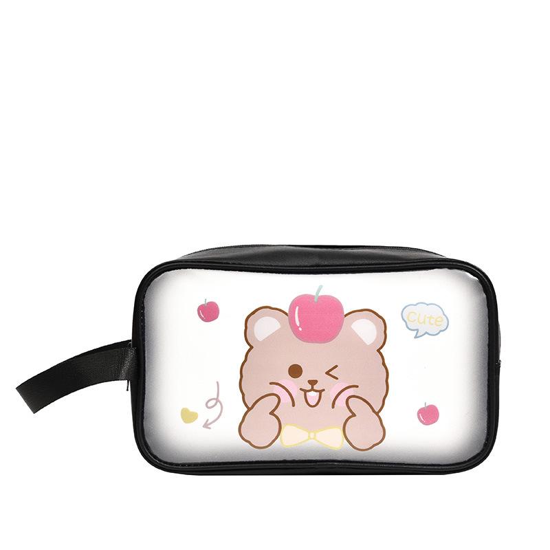 Korean Cartoon PVC Cosmetic Bag: Cute, Large Capacity, PU Portable Toiletry Storage