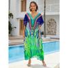 Plus Size Beach Print Dress for Women Bat Sleeve Bikini Suntan Cover Up
