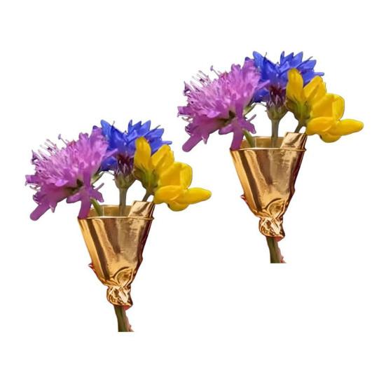 2Pcs Artful Flower Vase Brooch Real/Dried Flower Holder Wearable Floral Lapel Pin Minimalist Art Brooch
