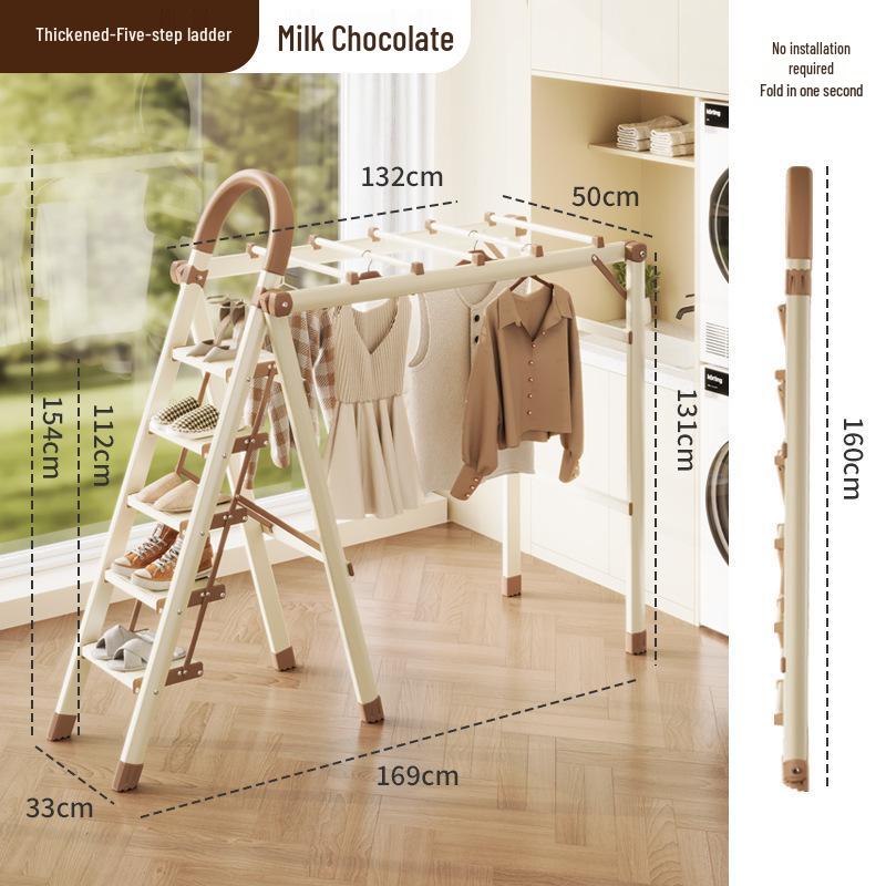 Carbon Steel Telescopic Folding A-Frame Ladder & Clothes Rack
