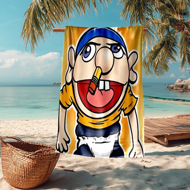Ultra-Soft Beach Towel with Jeffy Theme,Ideal for Pool - Camping, Diving - Perfect Travel Essential, Vibrant Beach Towel.