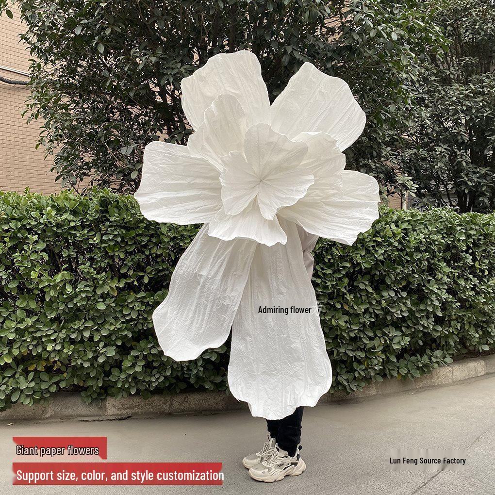 Gigantisk Handgjord Bröllops Pappersblomma Skulptur - Vacker Veckad Blomsterkonst för Dekoration