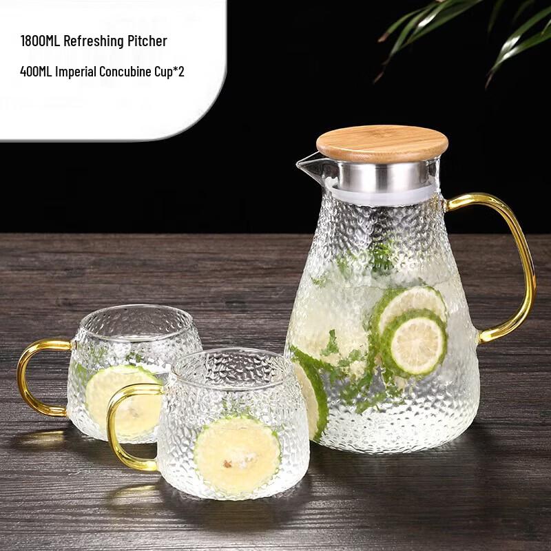 Hammered Glass Teapot & Tea Cup Set