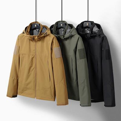 Spring, Autumn and Winter Men's Outdoor Tactical Jacket Soft Shell Jacket Waterproof Large Size Mountaineering Jacket Plus Velvet Jacket Style