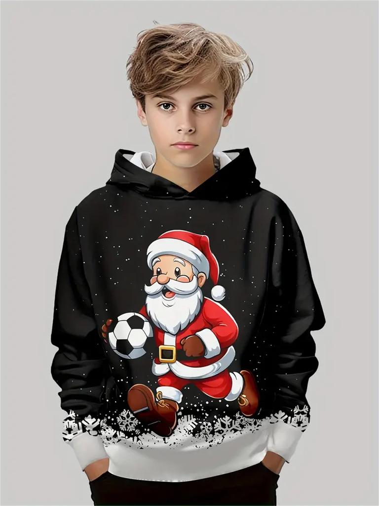 Felpa per bambini, felpe con cappuccio natalizie, moda per bambini, stampa di Babbo Natale, vestiti per bambine, abbigliamento per esterni per bambini