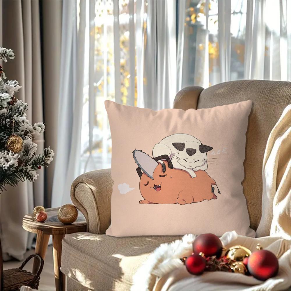 Pochita Japanese Anime Chainsaw Man Pillow Case Square Pillow Bedroom Sofa Leisure Comfort Car Living Room Home Decoration 40X40