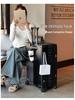 24" Aluminum Suitcase with Combination Lock - Large Capacity Trolley for Men, Women, and Students, 20" Carry-on with Leather Accents
