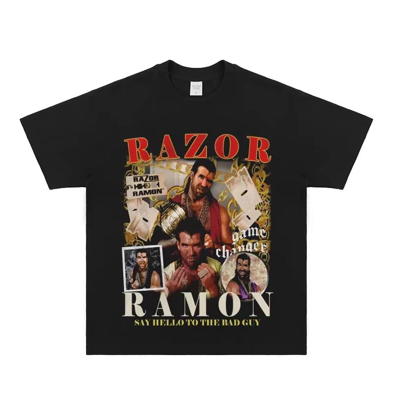 Razor Ramon Bad Guy Retro Graphic TShirt Oversized Crew Neck Lightweight Quick Dry Wrestling Training Street Hip Hop Top M