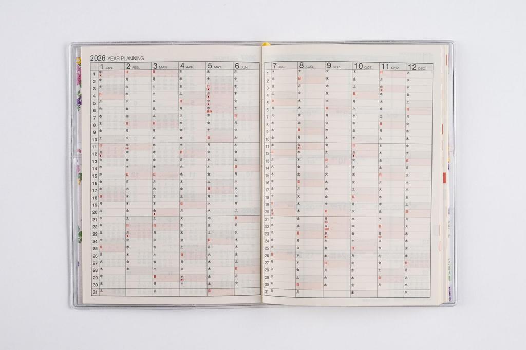 282 La Fine 2 Planner Takahashi Shoten 2026 Edition Floral Pattern Monthly A6 Size