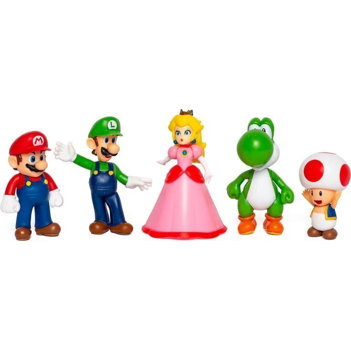 Coffret Figurines Mario Et Ses Amis - JAKKS - Super Mario Mario, Luigi, Princesse Peach - 6cm