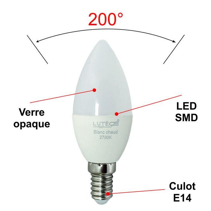 Lot de 2 ampoules LED E14 4,9W 470Lm 2700K - garantie 5 ans