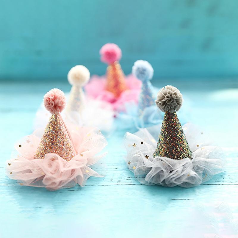 Glitter Birthday Hat Hair Accessory Shiny Star Decor Headwear for Kids Birthday Party Holiday Cosplay Dress Up Favors