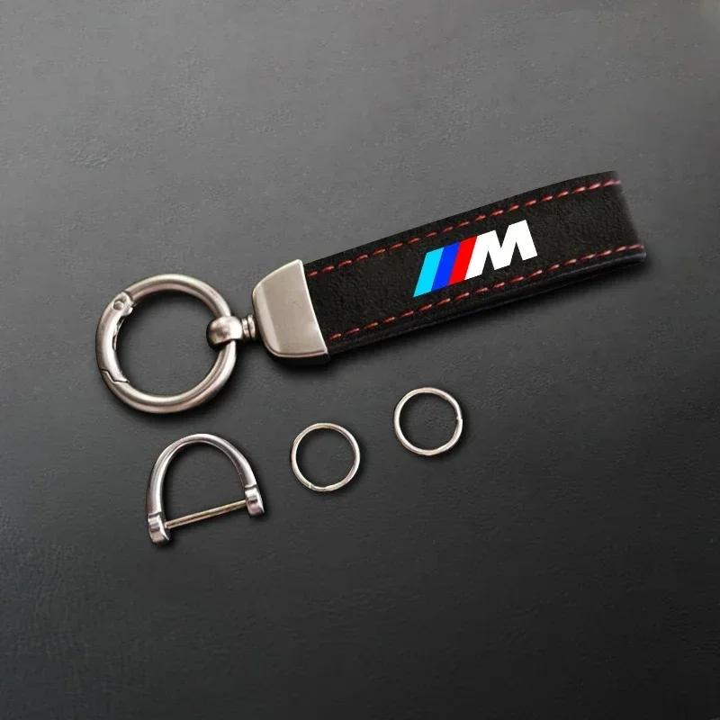 

Suede Leather Alloy Metal Car Keychain Anti-lost Ring Pendant For BMW M Performance E46 E90 E60 F10 F30 E39 E36 F20 E87 G30 A чорний