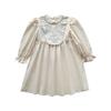 Korean Floral Embroidery Toddler Princess Dress in Pure Cotton - Autumn 2026 Long Sleeve Lapel Skirt