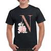 Fashion Men's Black T-shirt Rose Gold Letter Name Print Pattern Casual Street Casual Sports Round Neck Top Men's Clothing