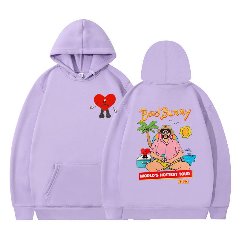 Un Verano Sin Ti Bad Bunny Anime Print Fashion Men'S Casual Hooded Sweater