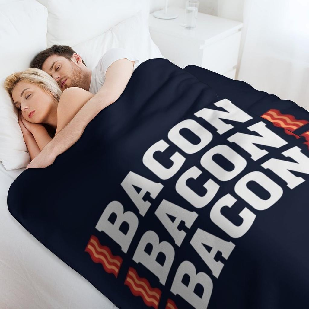 Bacon Bacon Bacon Funny Lover Throw Blanket Faux Fur Soft Warm Blanket for Bed