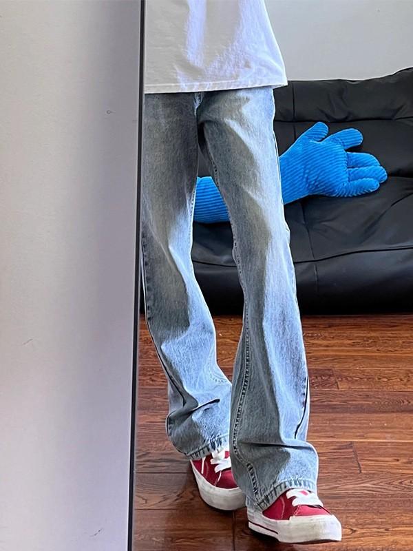 Джинсы клеш JYL мужские светло-голубые Vibe Летние High-Street Узкие прямые джинсовые 3XL янтарь