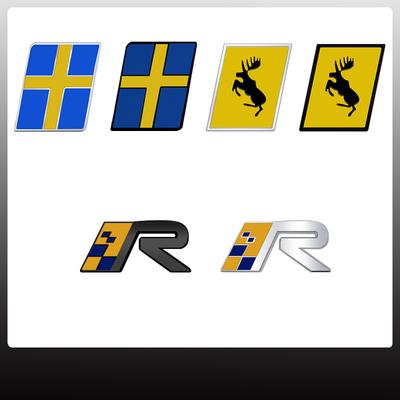 1Pc Moose Deer Swiss Flag Car Badge Sticker For XC60 XC90 XC40 S90 V40 V60 S60 S80 R DESIGN Logo Metal Trunk Emblem Decoration