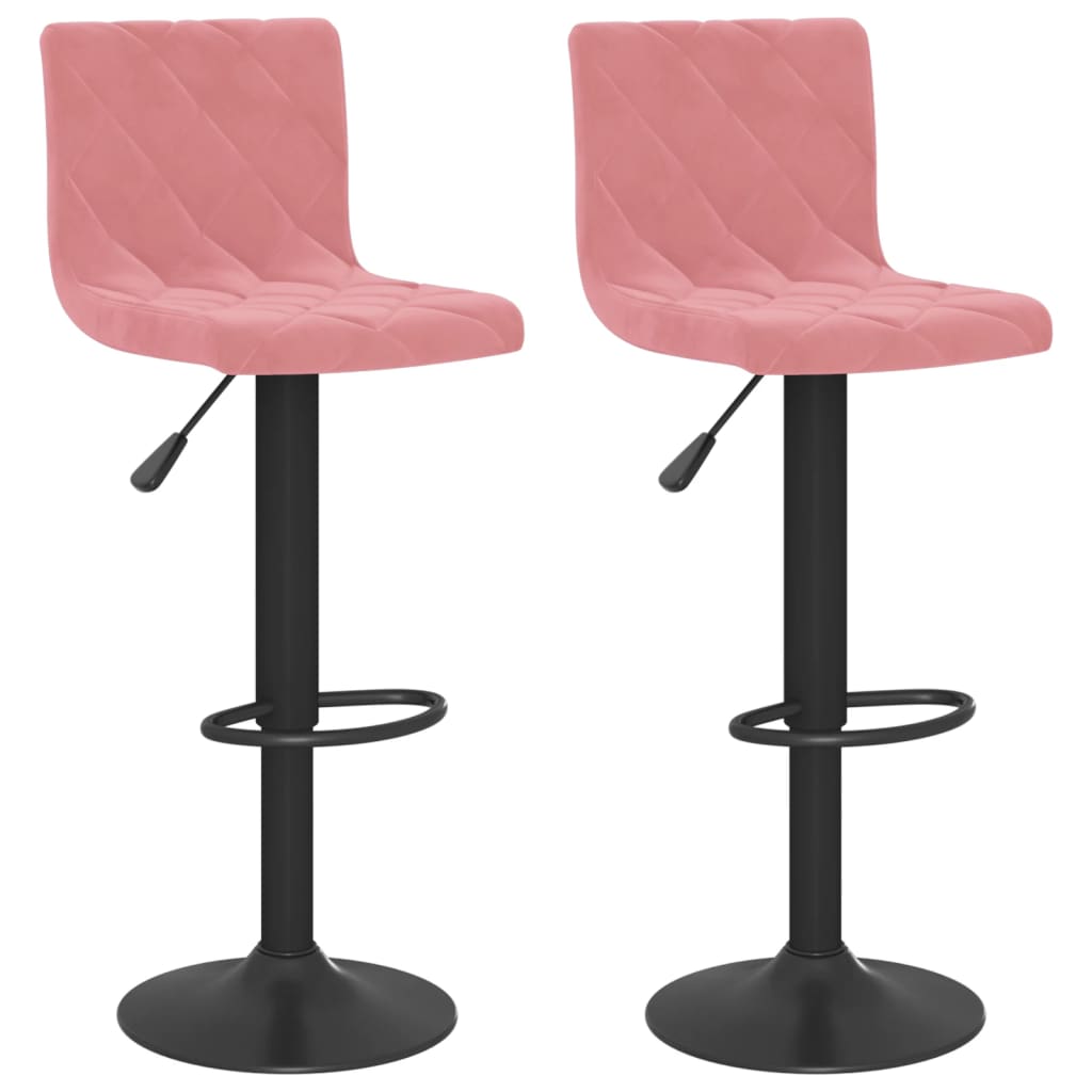 Bar Stool Set of 2 Pink Velvet