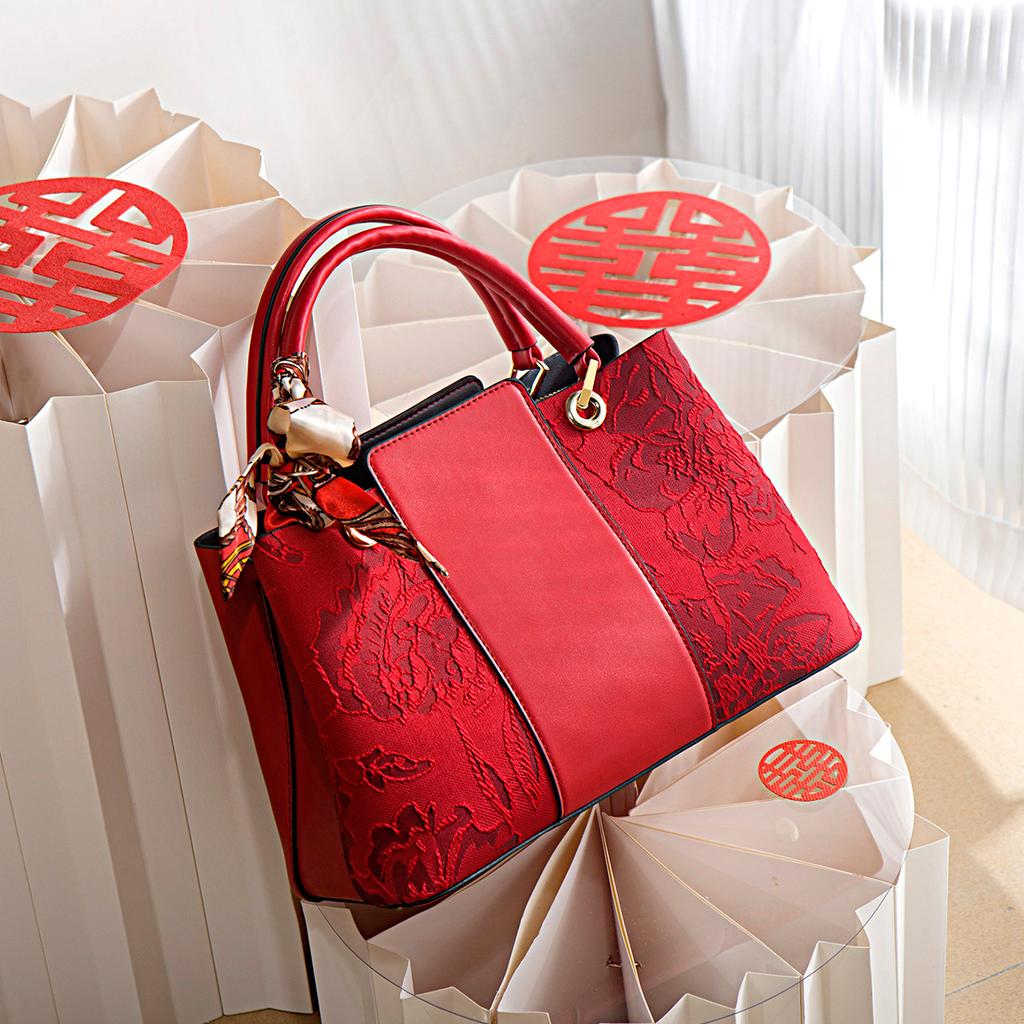 Large-capacity handbag, new style mother bag, ladies' mother-in-law bag, crossbody bag, red bridal wedding bag, suitable for daily use