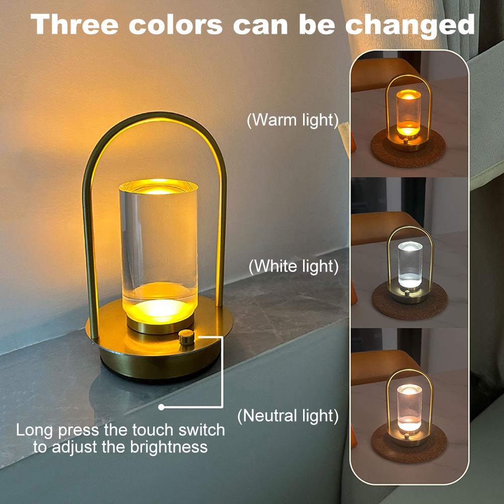 Bedside LED Night Light 3 Lighting Colors Atmosphere Light USB Touch Sensor Desk Lamp 2000mAh for Restaurant Bedroom Decoration
