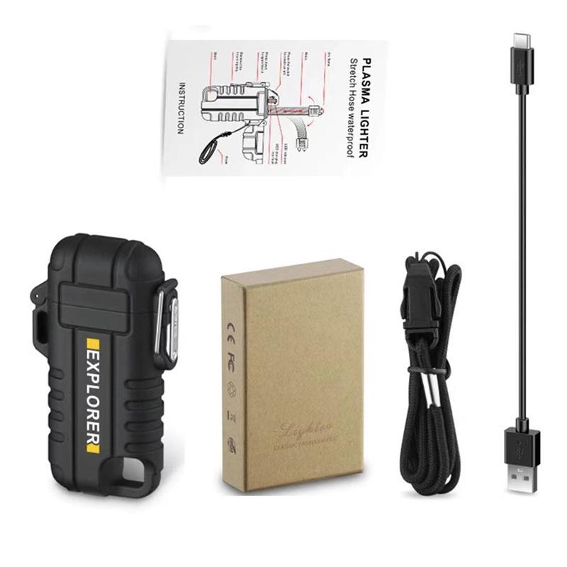 Outdoor Camping Waterproof Windproof Type-C Rechargeable Lanyard Lighter F37