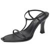 Sandals high heels women's simple and versatile one-word buckle strap thick heel cross thin strap women's shoes