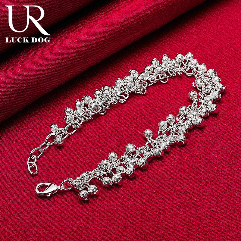 Brățară cu lanț de mărgele cu două rânduri din argint 925. Bijuterii de nuntă la modă