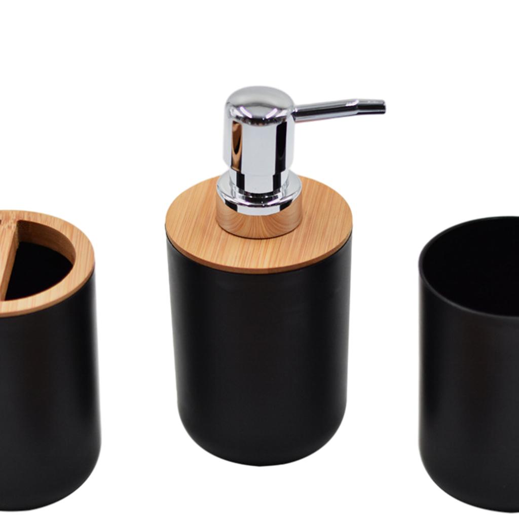 Bathroom Accessories Set, Lotion Bottle, Soap Dish, Mouth Cup, Toothbrush Cup, Plastic Essential Set, for Countertop Decor