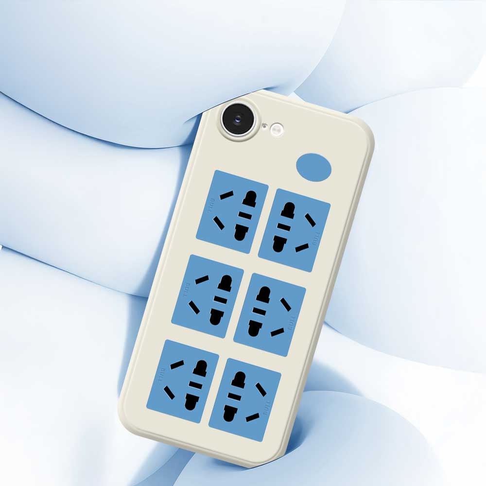 For iPhone 16e Case Socket Pattern Printing Straight Edge TPU Phone Back Cover
