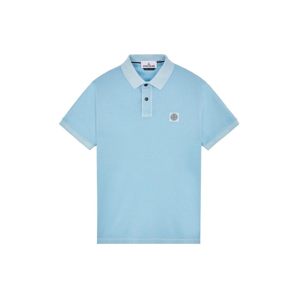 Stone Island Ss23 Solid Color Logo Short Sleeve Polo Shirt Men Polo Shirts Sky-Blue 10152SC67-V0041
