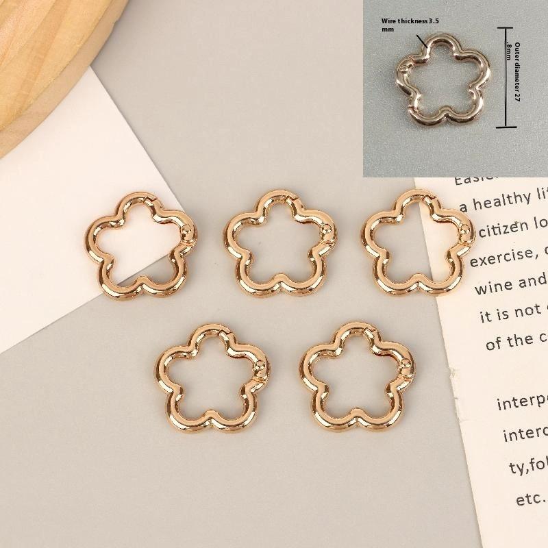 5Pcs Star Duck Flower Shape Spring Ring Open Buckle Carabiner Snap Clip For Leather Bag Handbag Belt Strap Connector