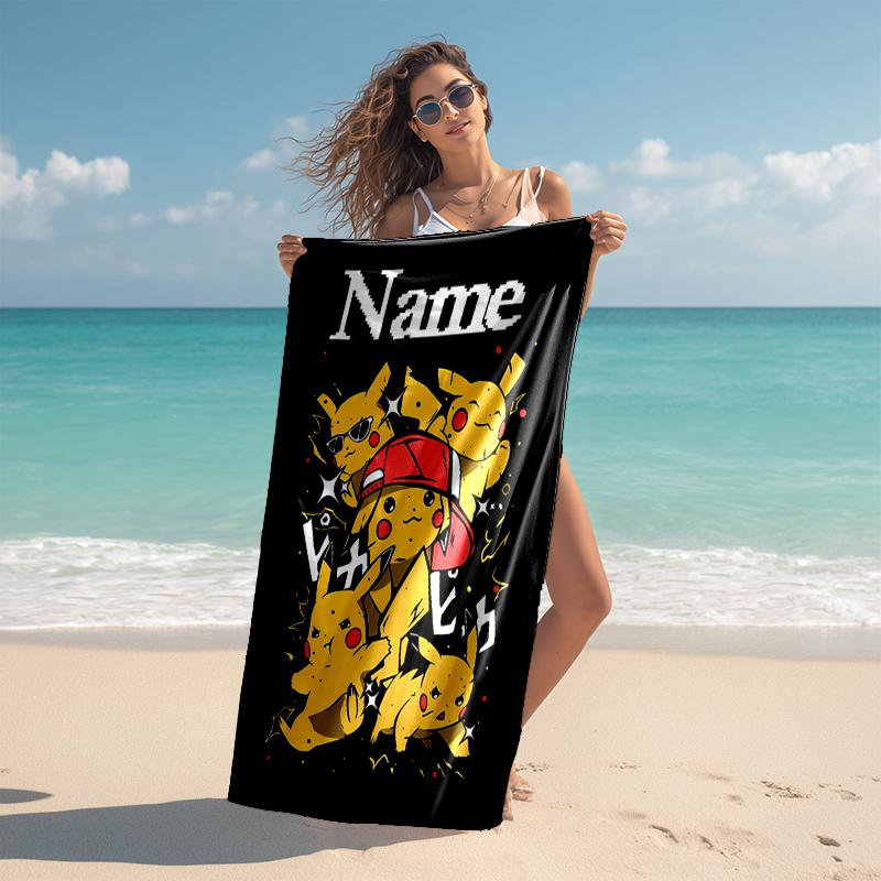 Personalized Customized Proof Beach Towel with Pokémon Pikachu Pattern - Soft, Absorbent,quick-drying,perfect Swimming,camping&bathing