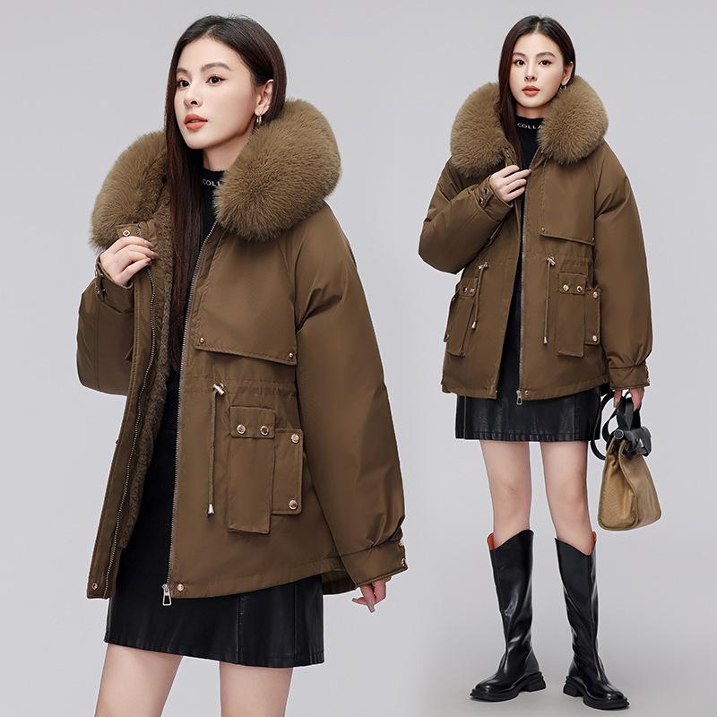 Short-length Parka Jacket for Women, Winter-weight, Padded with Down and Fleece for Extra Warmth