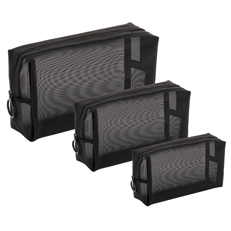 

Woman Mesh Clear Black Cosmetic Bags Small Large Black Makeup Bag Portable Travel Toiletry Organizer Case Lipstick Storage Pouch 10x8x4cm